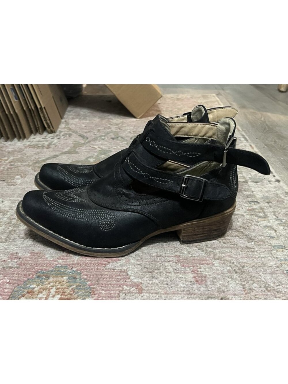 Roper Willa Black Western Ankle Booties Size 7.5